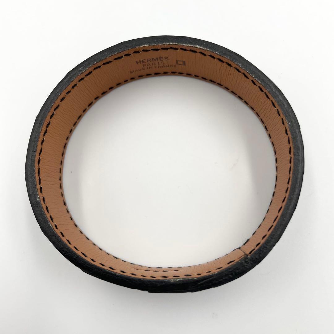 鑑定済・美品★エルメス　プールトゥール　バングル　クロコ　マルジェラ期　黒　□E