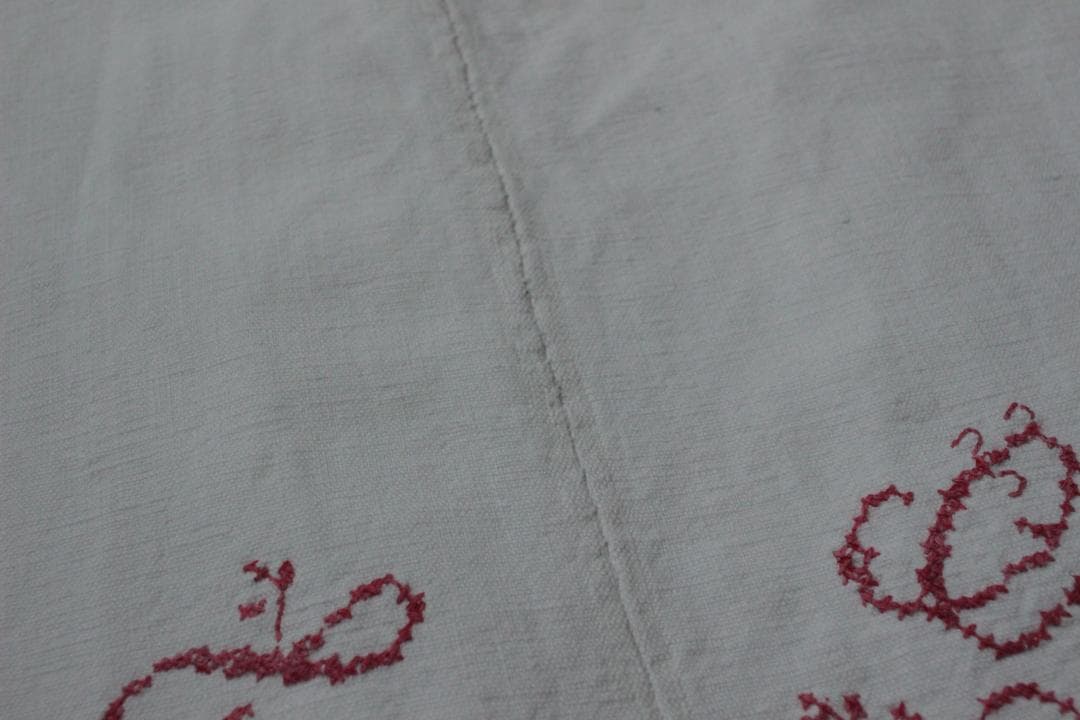 フランスリネン・アンティークシーツ/イニシャルモノグラムクロス