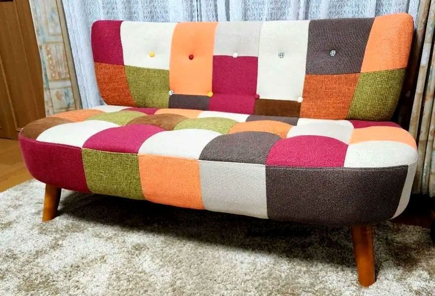 カラフル パッチワーク 2人掛けソファー