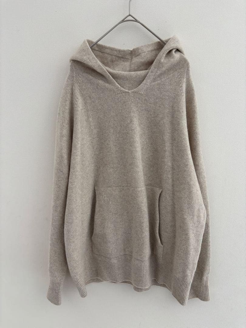 美品 フレームワーク 圧縮ウールフードプルオーバー カシミヤ ニット