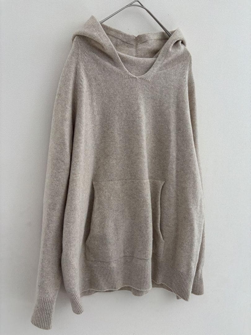 美品 フレームワーク 圧縮ウールフードプルオーバー カシミヤ ニット
