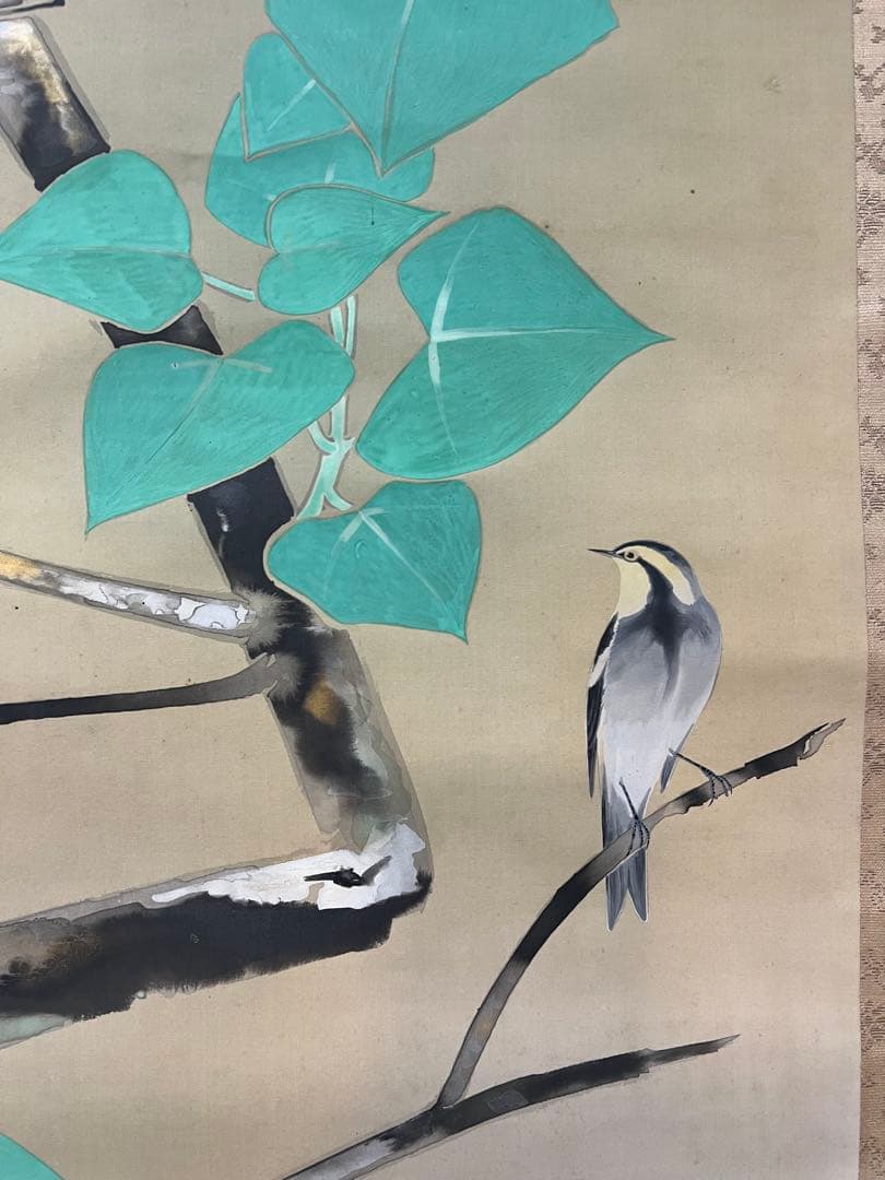 掛け軸　日本画 ［桐の花］絹本　木箱　送料込み！