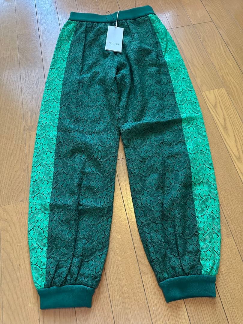 グッチ GUCCI Children グリーンレースパンツ