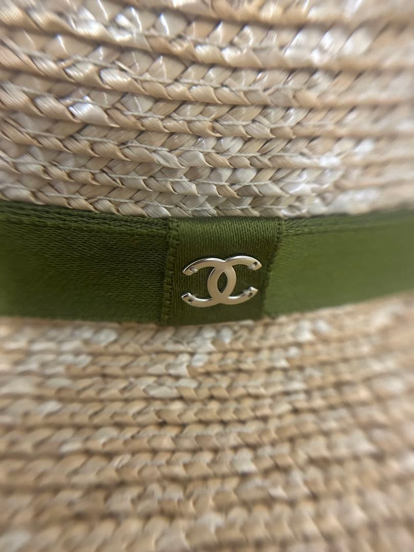 【未使用美品】CHANEL 麦わら帽 ストロー ボートハット ベージュ