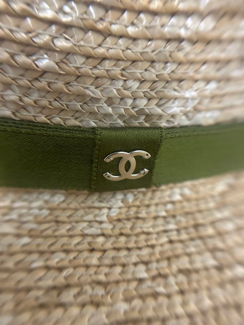 【未使用美品】CHANEL 麦わら帽 ストロー ボートハット ベージュ