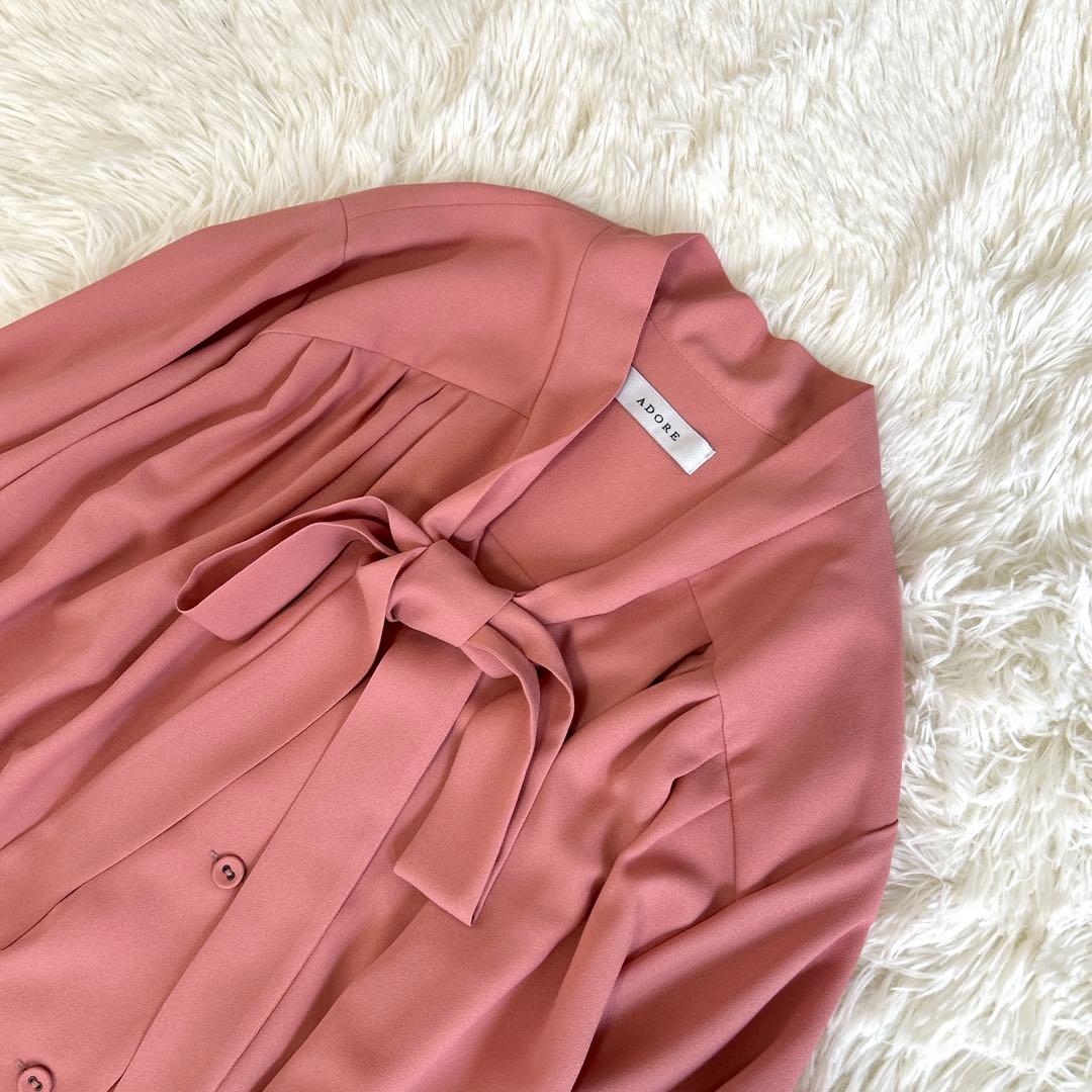 ✨美品✨定価4.6万 アドーア ボウタイシャツワンピース マキシ丈 近年