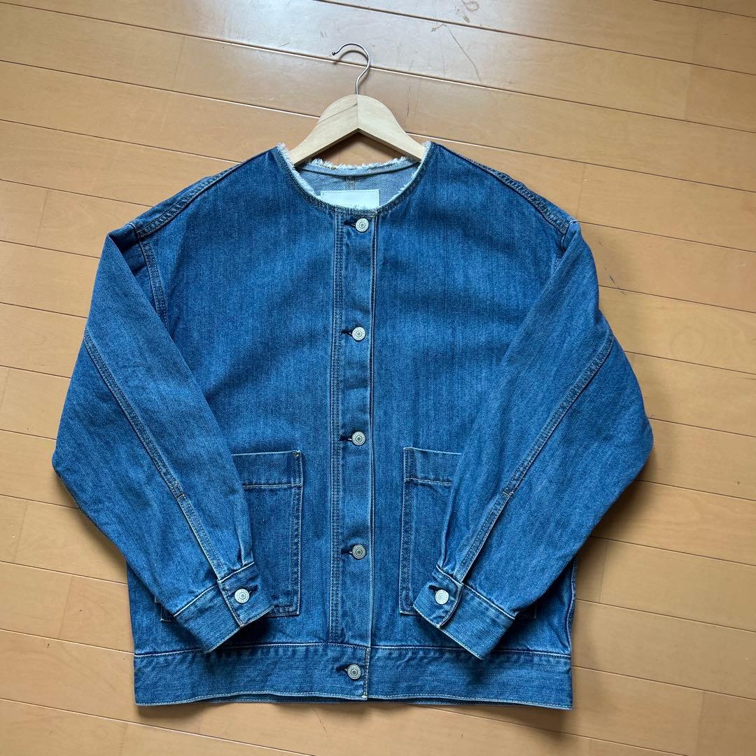 ships any denim シップス　エニィ　ノーカラーデニムブルゾン