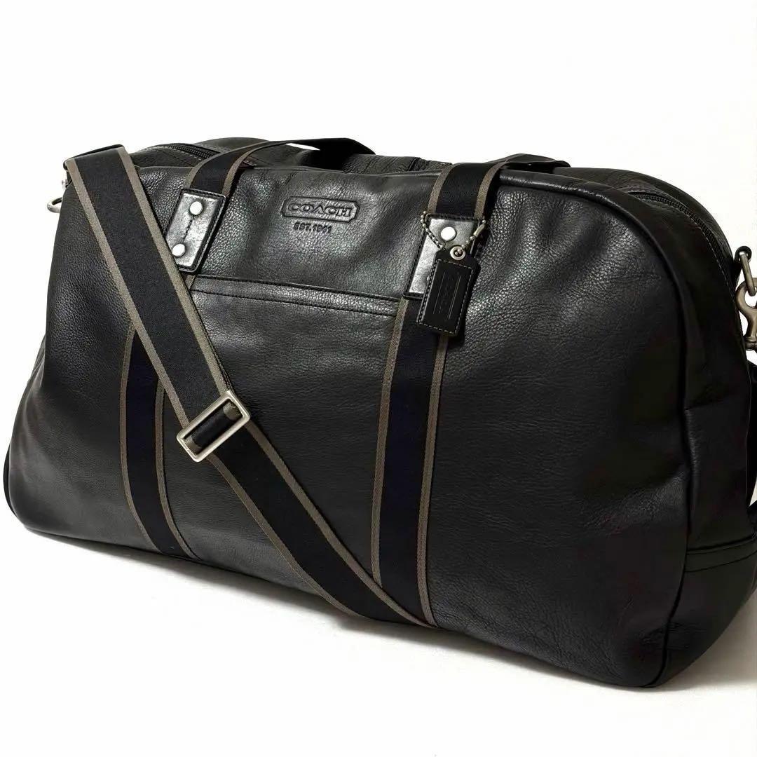 美品 COACH 本革ボストンバッグ 2way 大容量 ブラック レザー コーチ