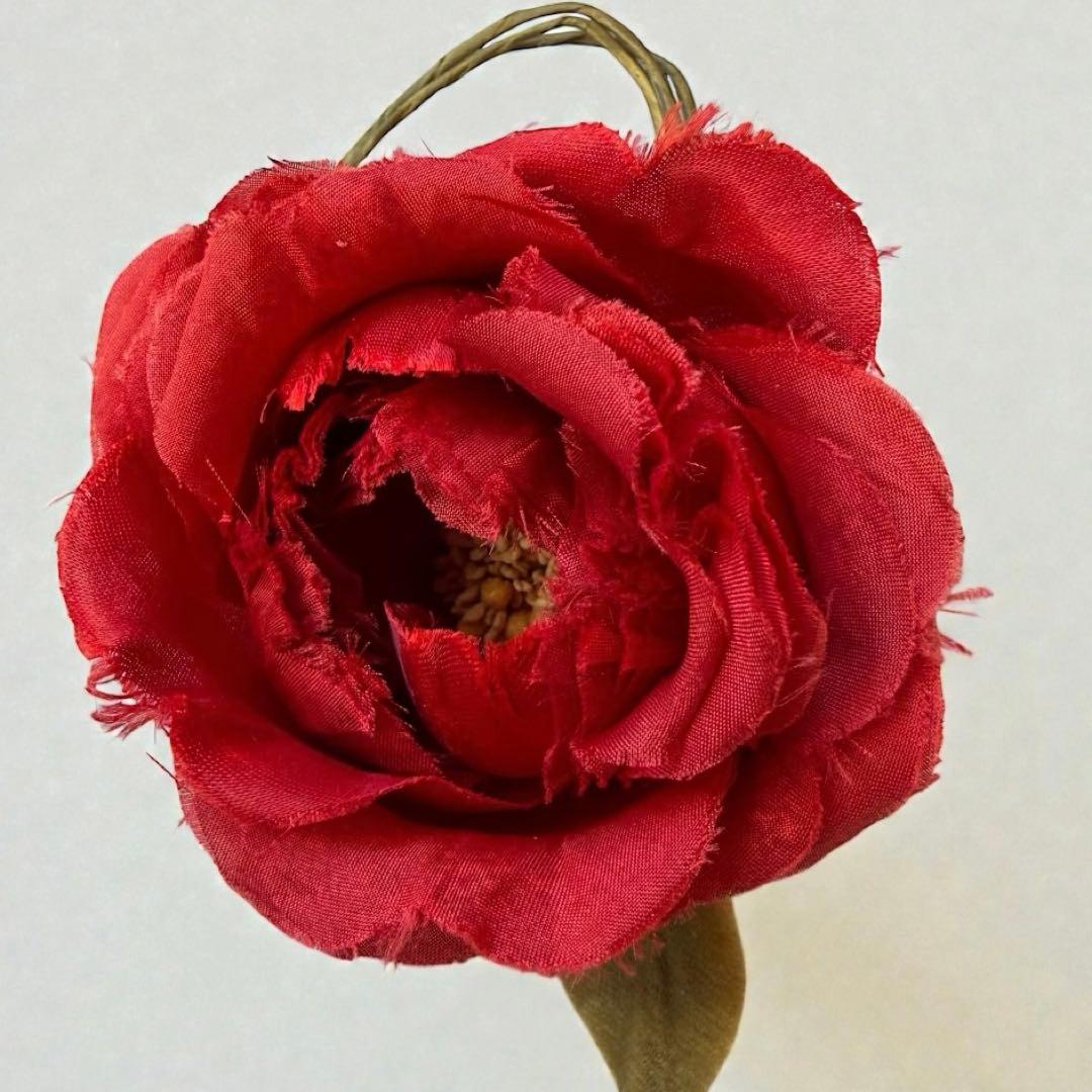 希少　カネコイサオ　ヴィンテージ　ローズコサージュ　２点セット　リボン　赤白