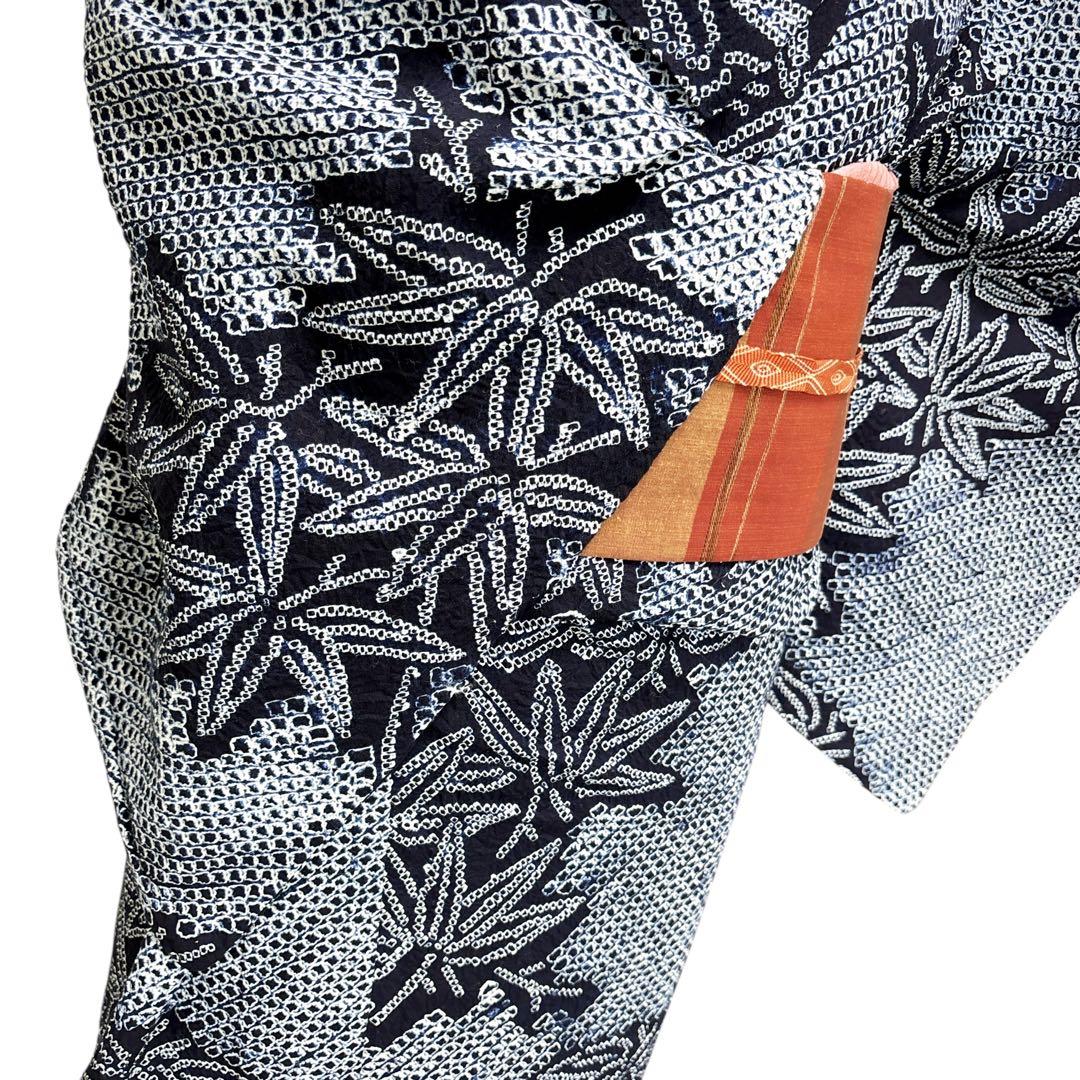 A62有松鳴海絞り 浴衣 もみじ模様　綿美品
