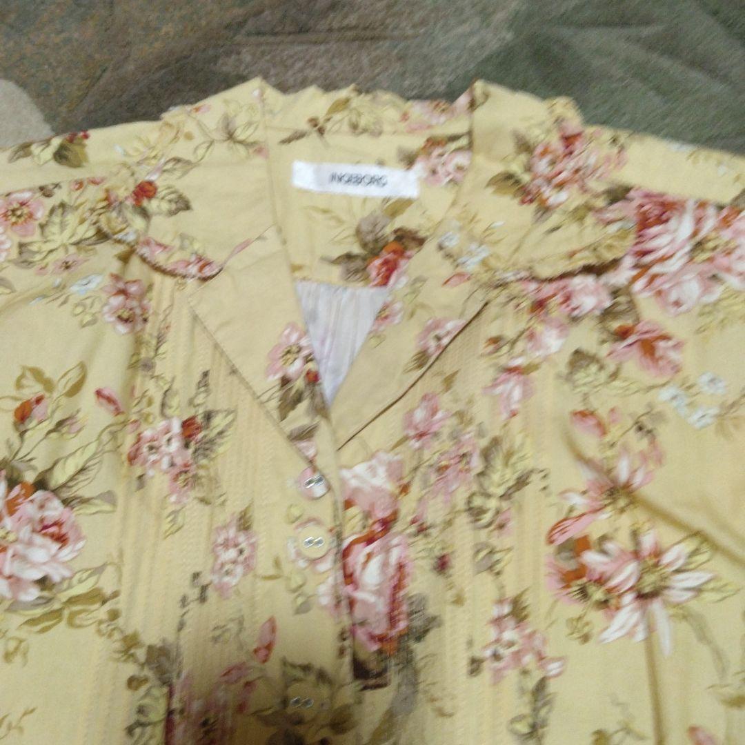 ピンクハウス　美品インゲボルグ　花柄イエロー半袖〜五分袖ロングワンピース