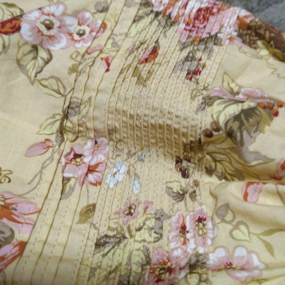 ピンクハウス　美品インゲボルグ　花柄イエロー半袖〜五分袖ロングワンピース