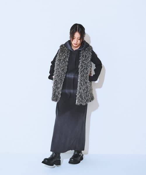 JEANASIS ジーナシス MIXカラーファーベスト グレー