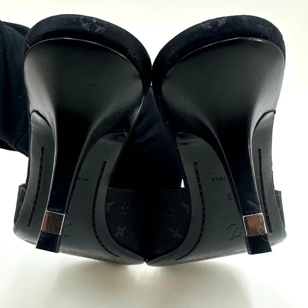 LOUIS VUITTON ミュール サンダル モノグラム LVロゴ ブラック