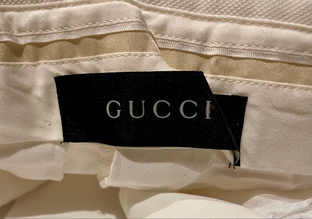 GUCCI グッチ スリット入りパンツ ホワイトスラックス 44サイズ