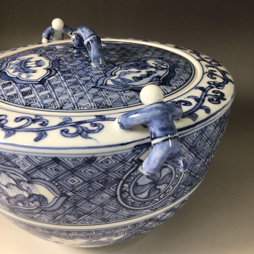 Ｒ８００　水指　『洛西窯　泰湖造』『祥瑞写ニ閑人』『独楽形水指』　共箱　茶道具