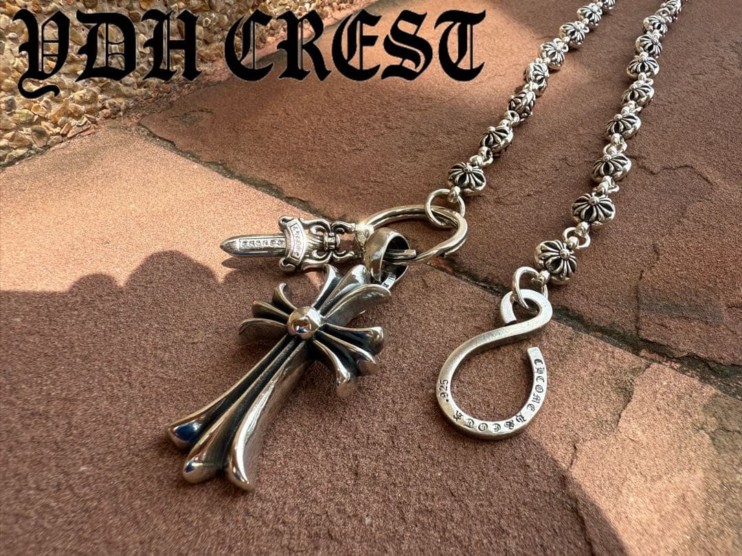 新入荷　バイカー必須　フラワークロスウォレットチェーン　刻印有り　MLCN04