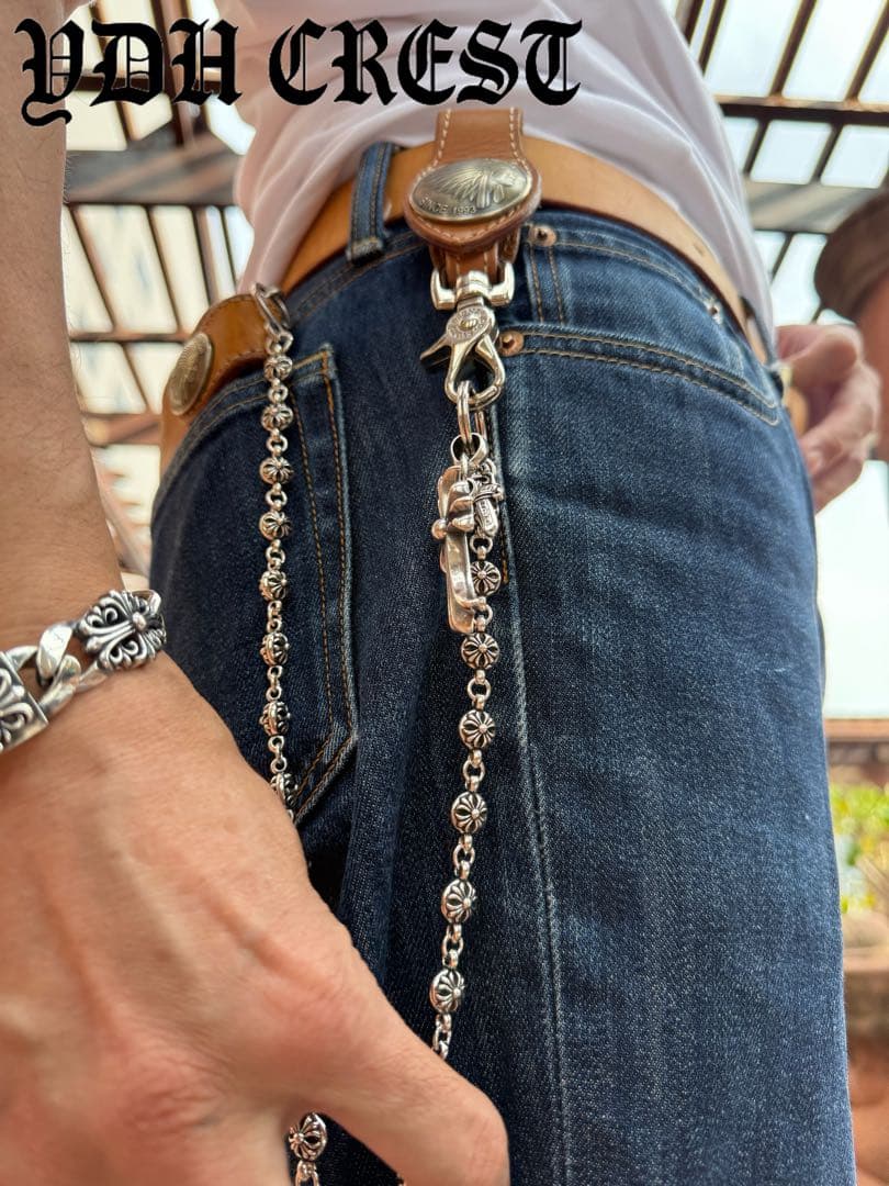 新入荷　バイカー必須　フラワークロスウォレットチェーン　刻印有り　MLCN04