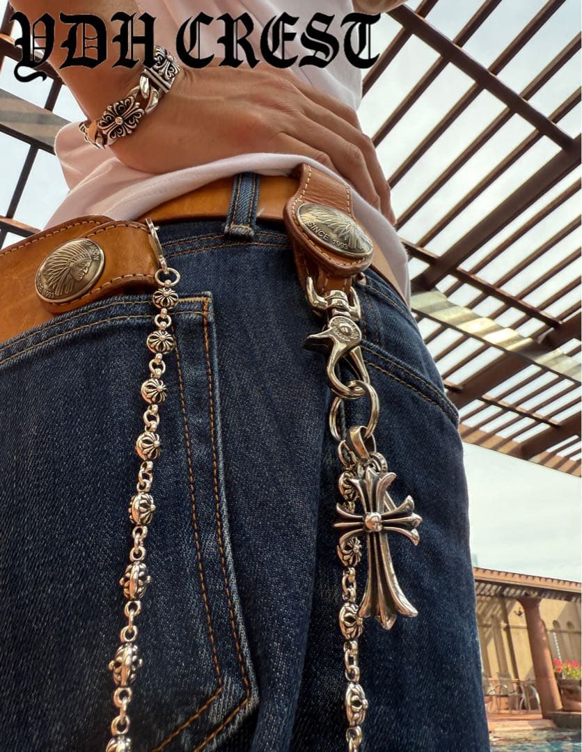 新入荷　バイカー必須　フラワークロスウォレットチェーン　刻印有り　MLCN04