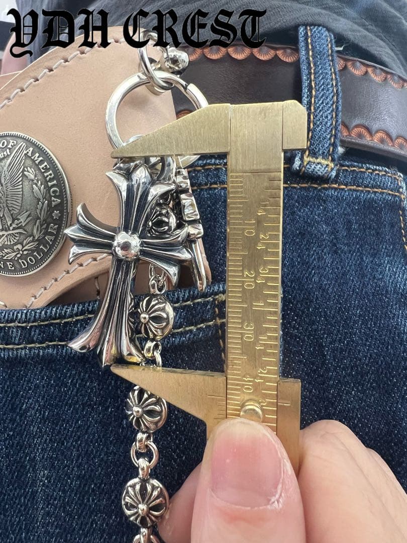 新入荷　バイカー必須　フラワークロスウォレットチェーン　刻印有り　MLCN04