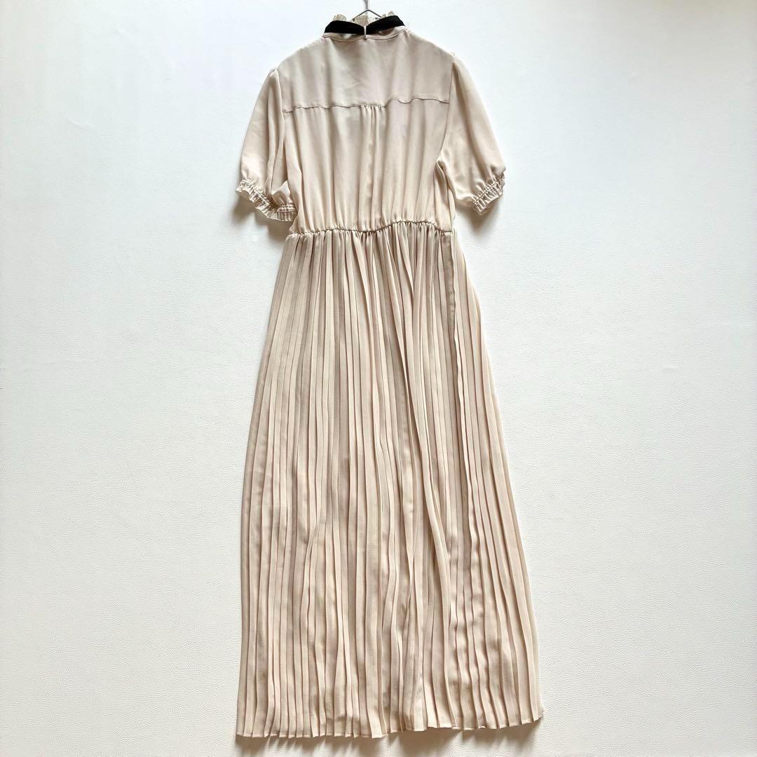 極美品✨DSC ダブスタ　プリーツシフォンボウタイワンピース　インナー付き　38
