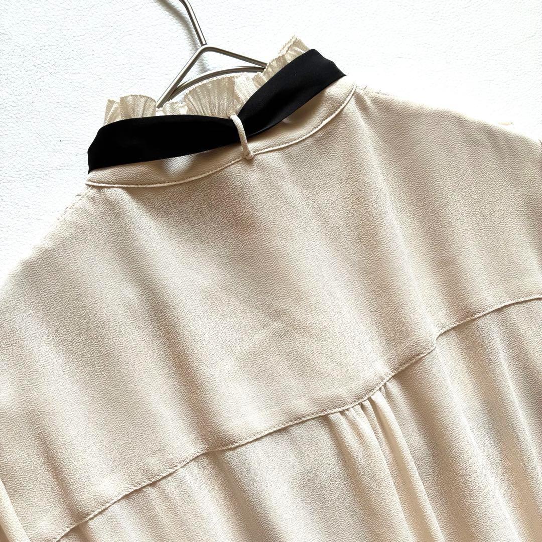 極美品✨DSC ダブスタ　プリーツシフォンボウタイワンピース　インナー付き　38