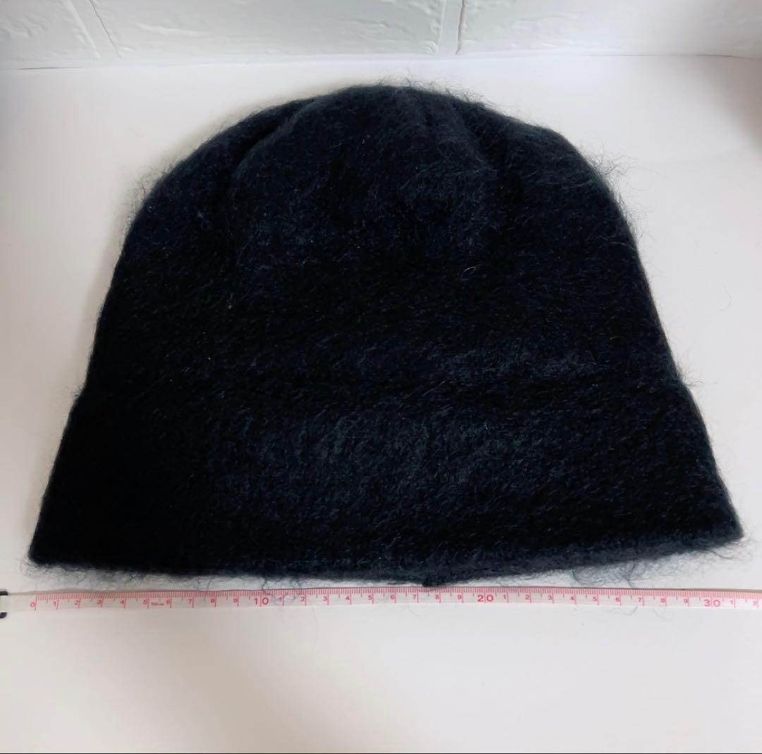 ロエベ　LOEWE ニット帽　黒　ブラック　モヘヤ50%ウール18%