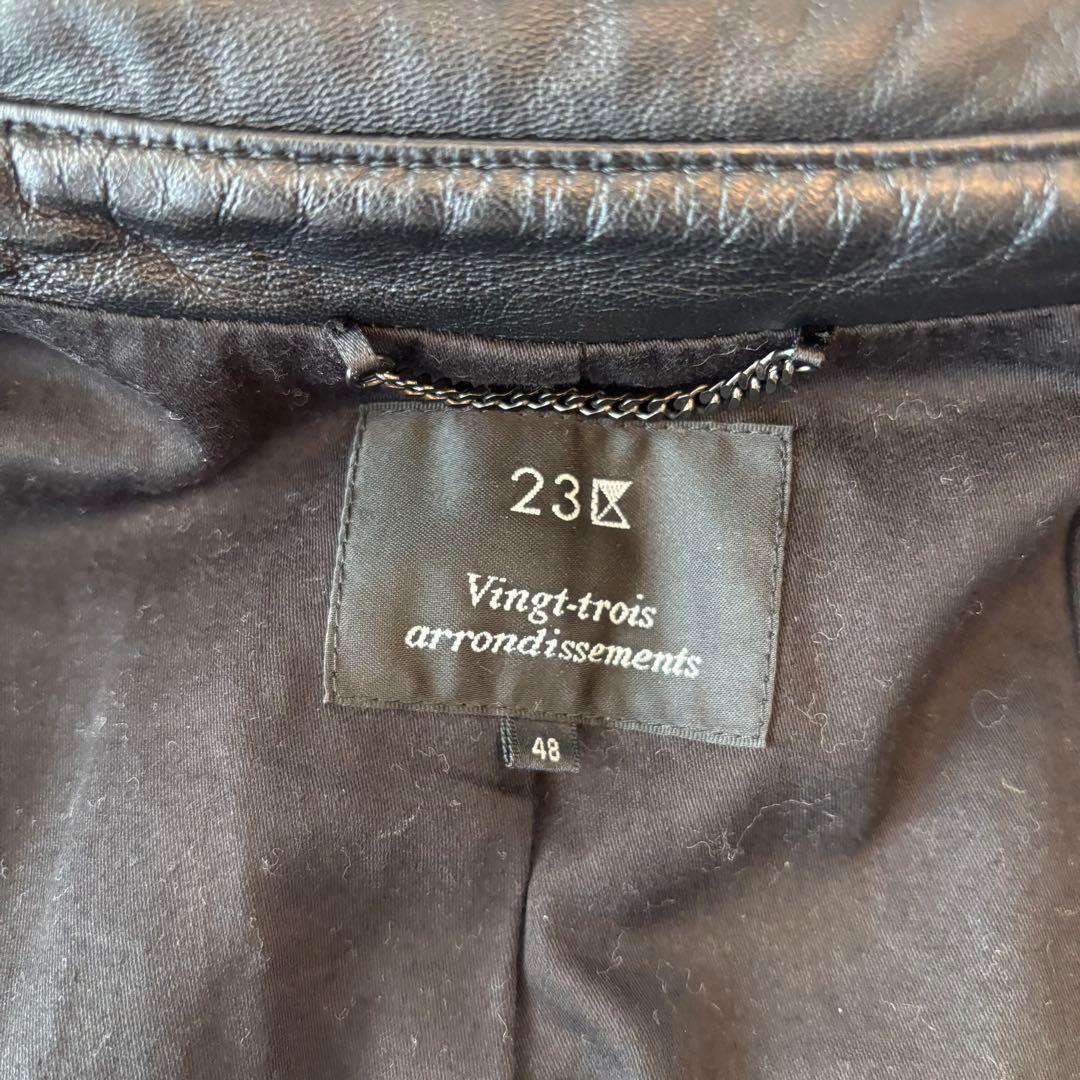 【極美品】23区 レザージャケット サイズ48 黒 羊革　ラムレザーライダース