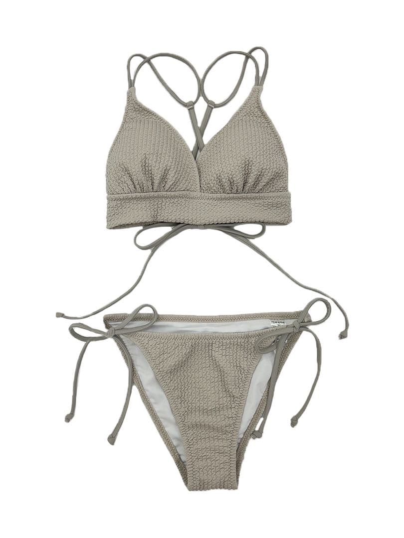 ワッフルニット素材クロス三角ビキニ