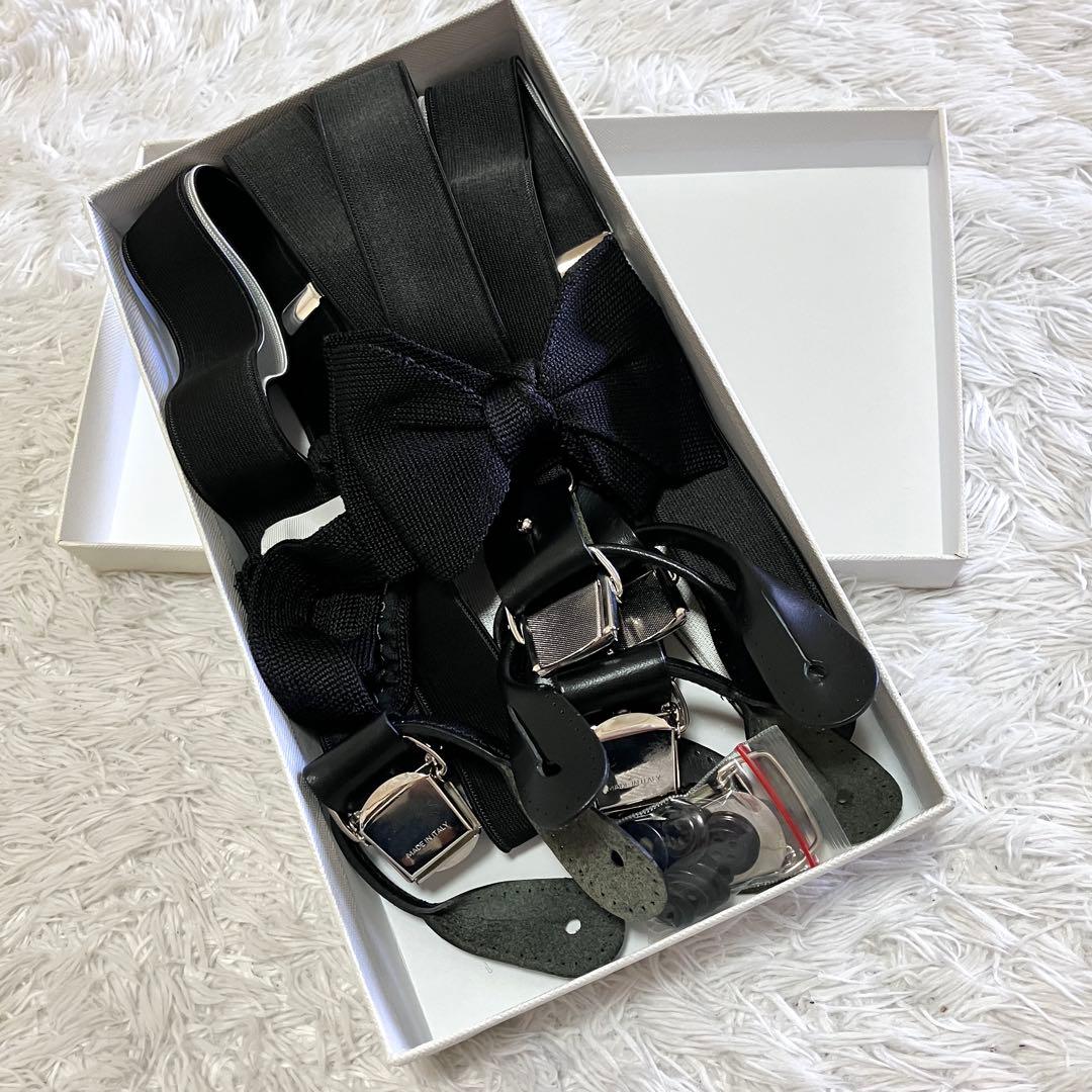 極美品 トゥモローランド サスペンダー 蝶ネクタイ イタリア製