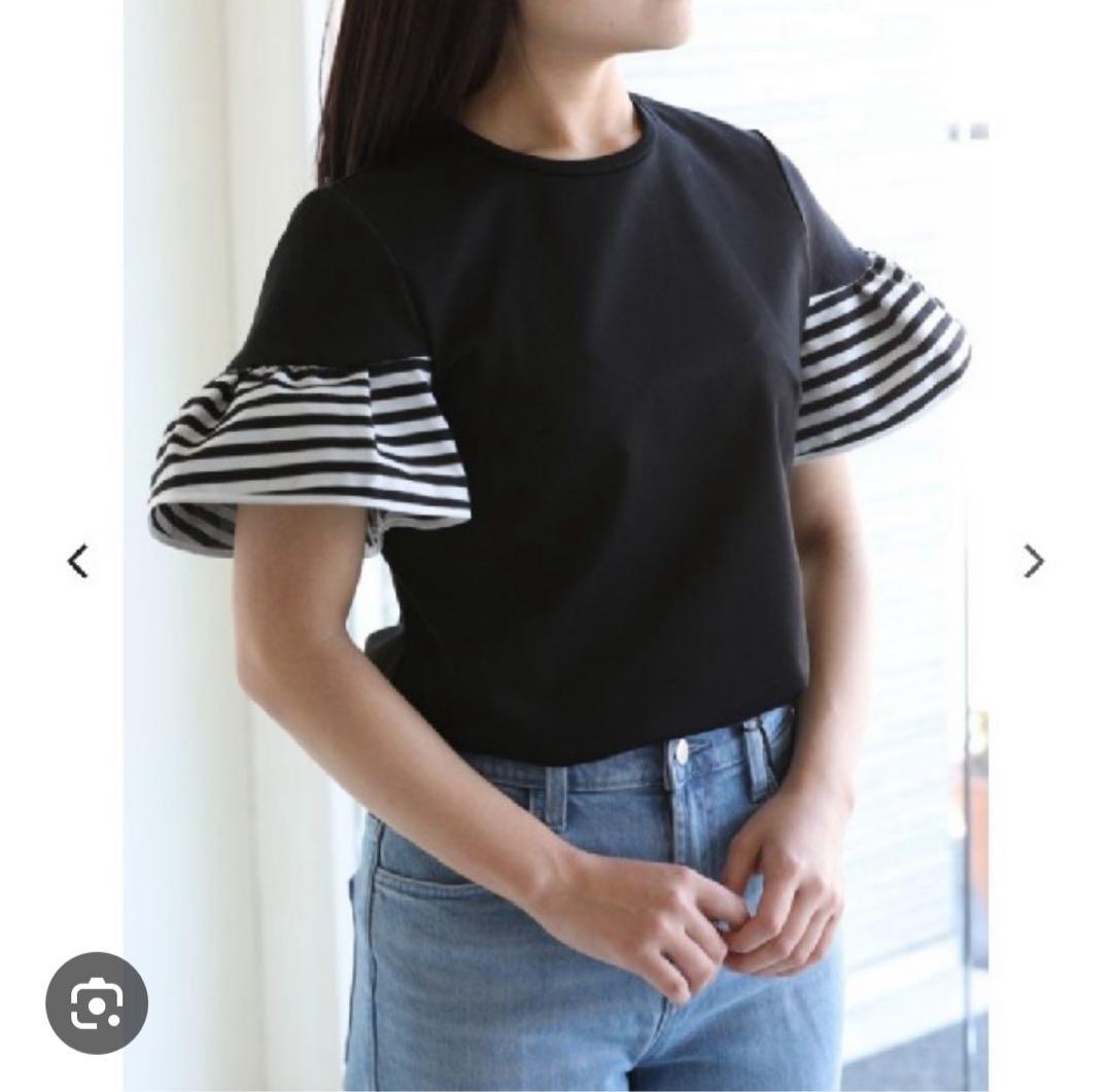 borders at balcony ギャザードスリーブTシャツ ブラック 38