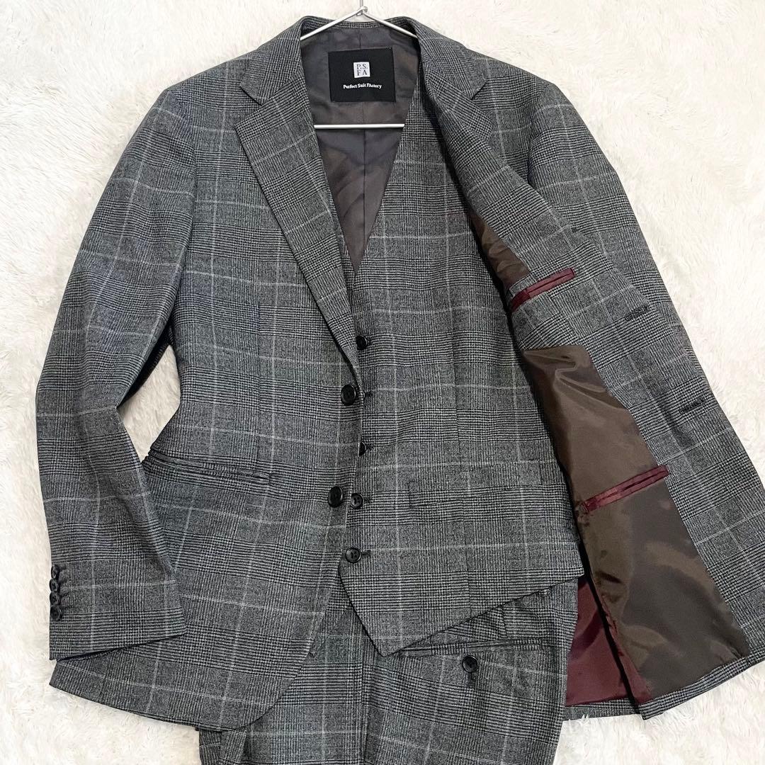 【極美品】P.S.FA スリーピース スーツ セットアップ グレンチェック S