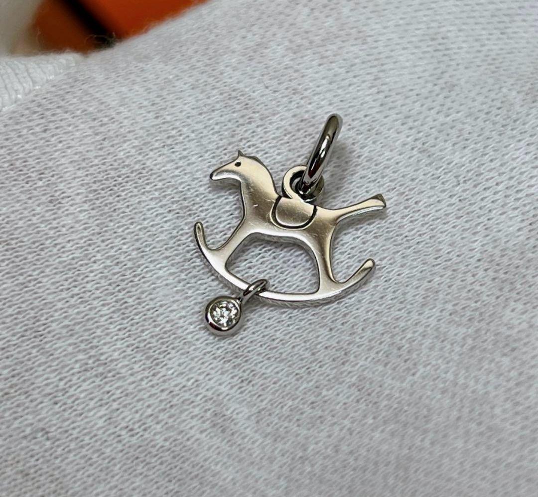 ❝極美品❞ エルメス ダダ ペンダント ネックレス ホワイトゴールド 1Pダイヤ