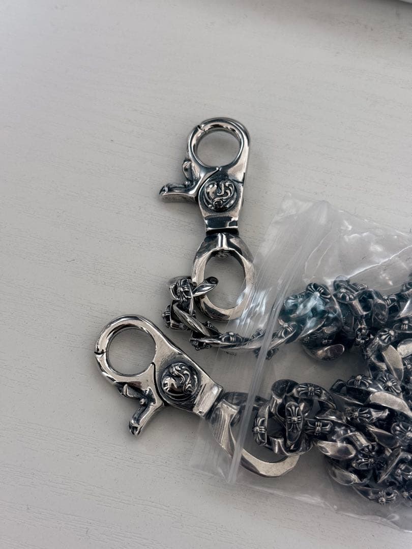 ウォレットチェーン ファンシー ダブルクリップ シルバー925 ネックレス