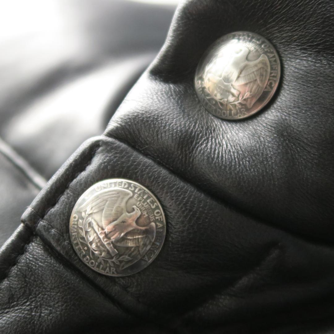 別注 Schott Ron Herman コンチョボタン ラムレザーダウンベスト