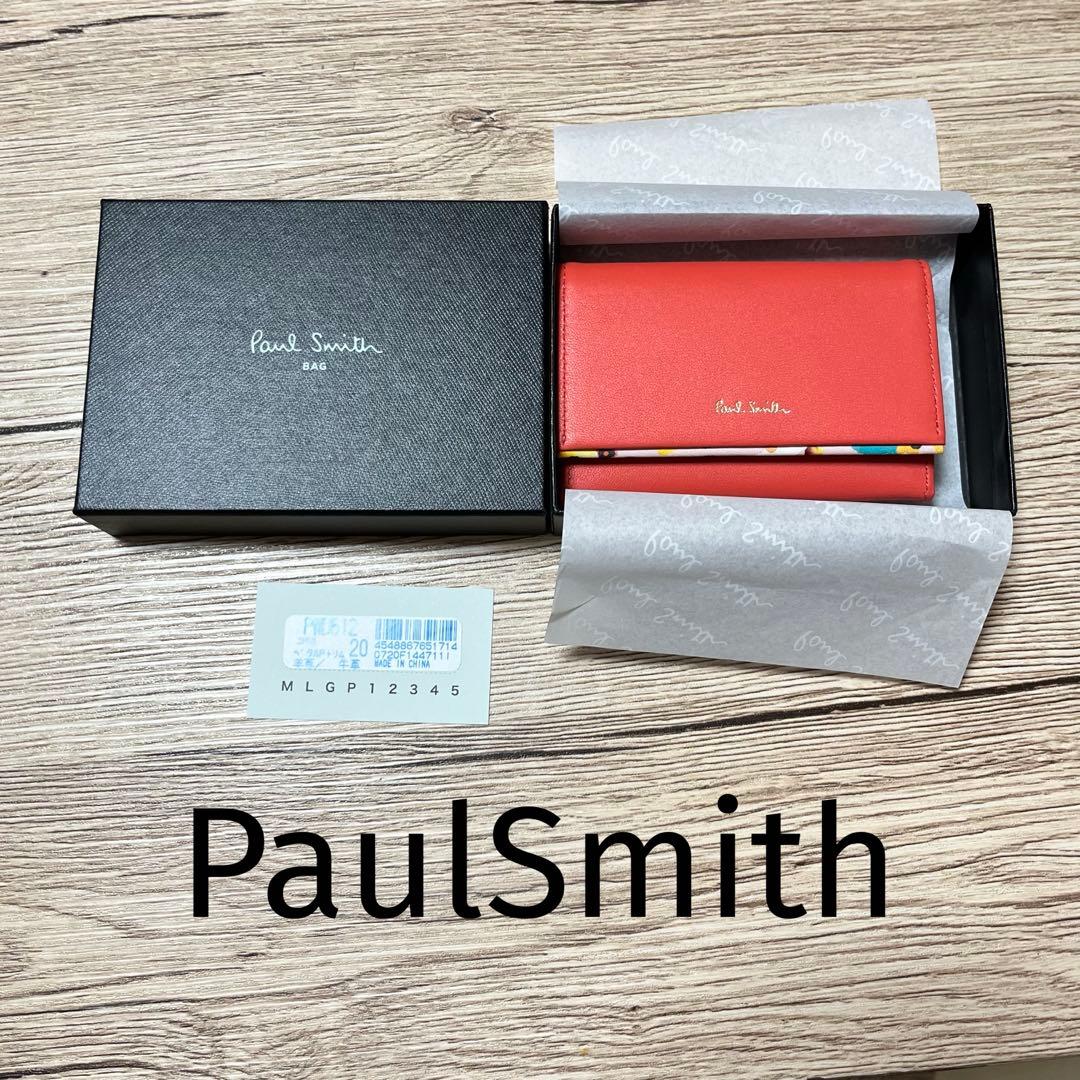 ポールスミス Paul Smith 名刺入れ レッド 箱付き　花柄