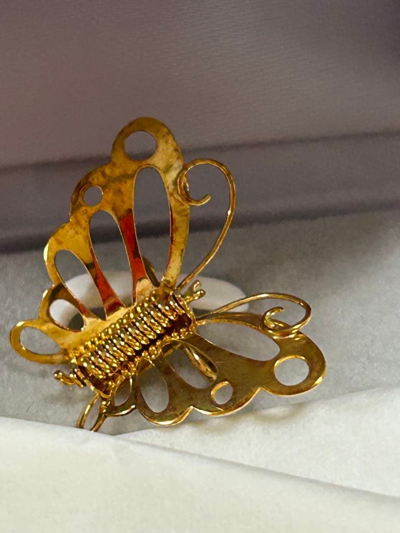 18金バタフライ蝶18Kブローチ