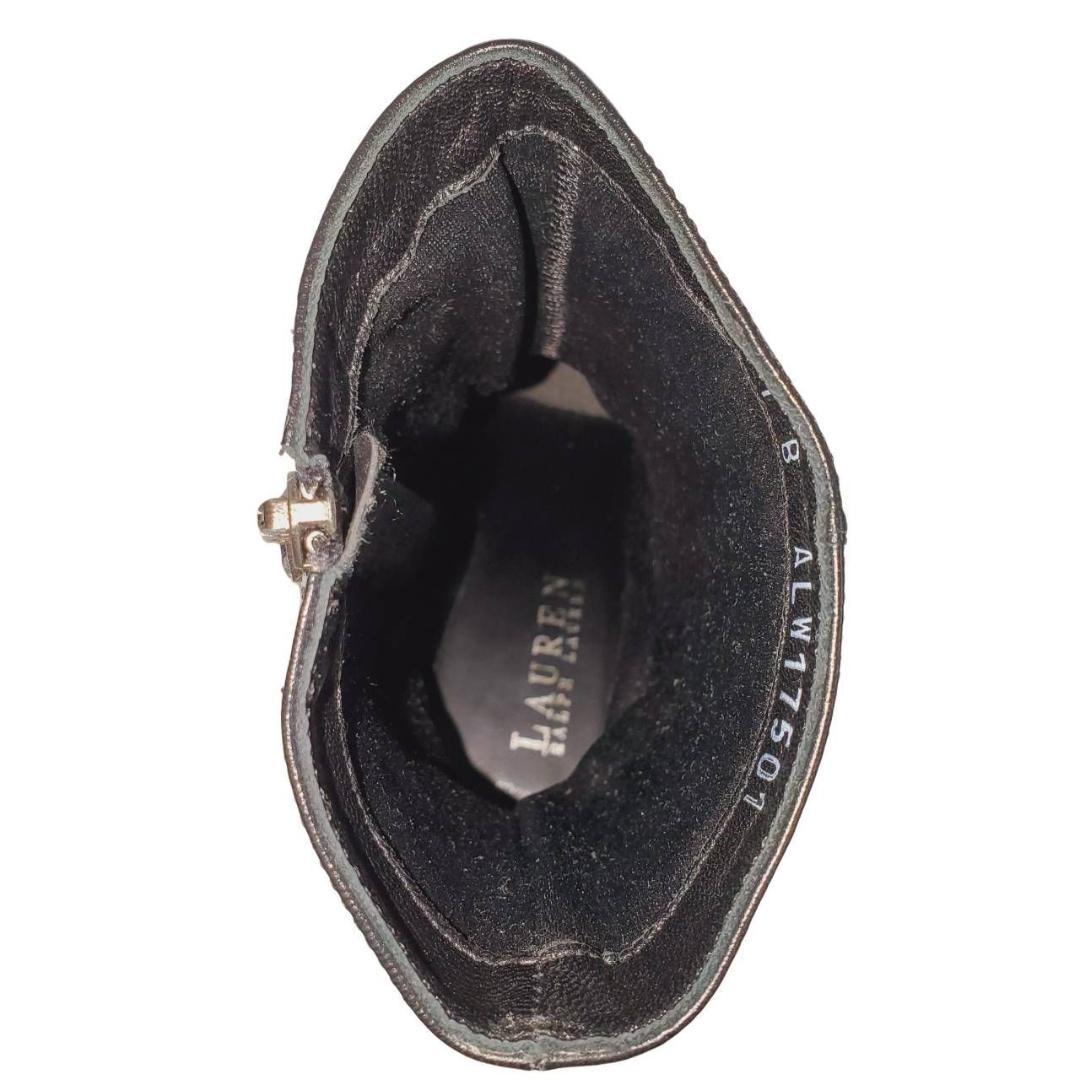 ローレンラルフローレン　新品　ショートブーツ　サイドジップ　スクエア　レザー