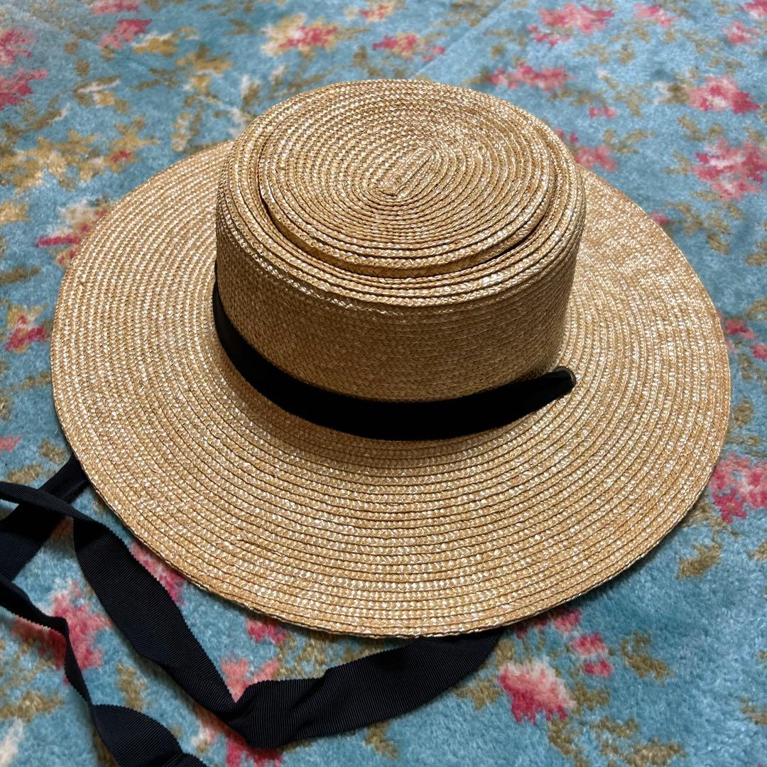 麦わら帽子 ベージュ ストローハットwicagrocery