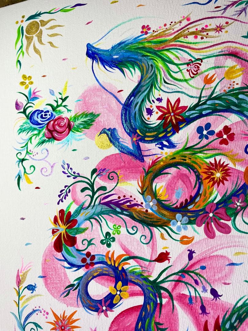 幻の花龍 ③ アクリル画 開運絵画 龍神 龍ノツカイ