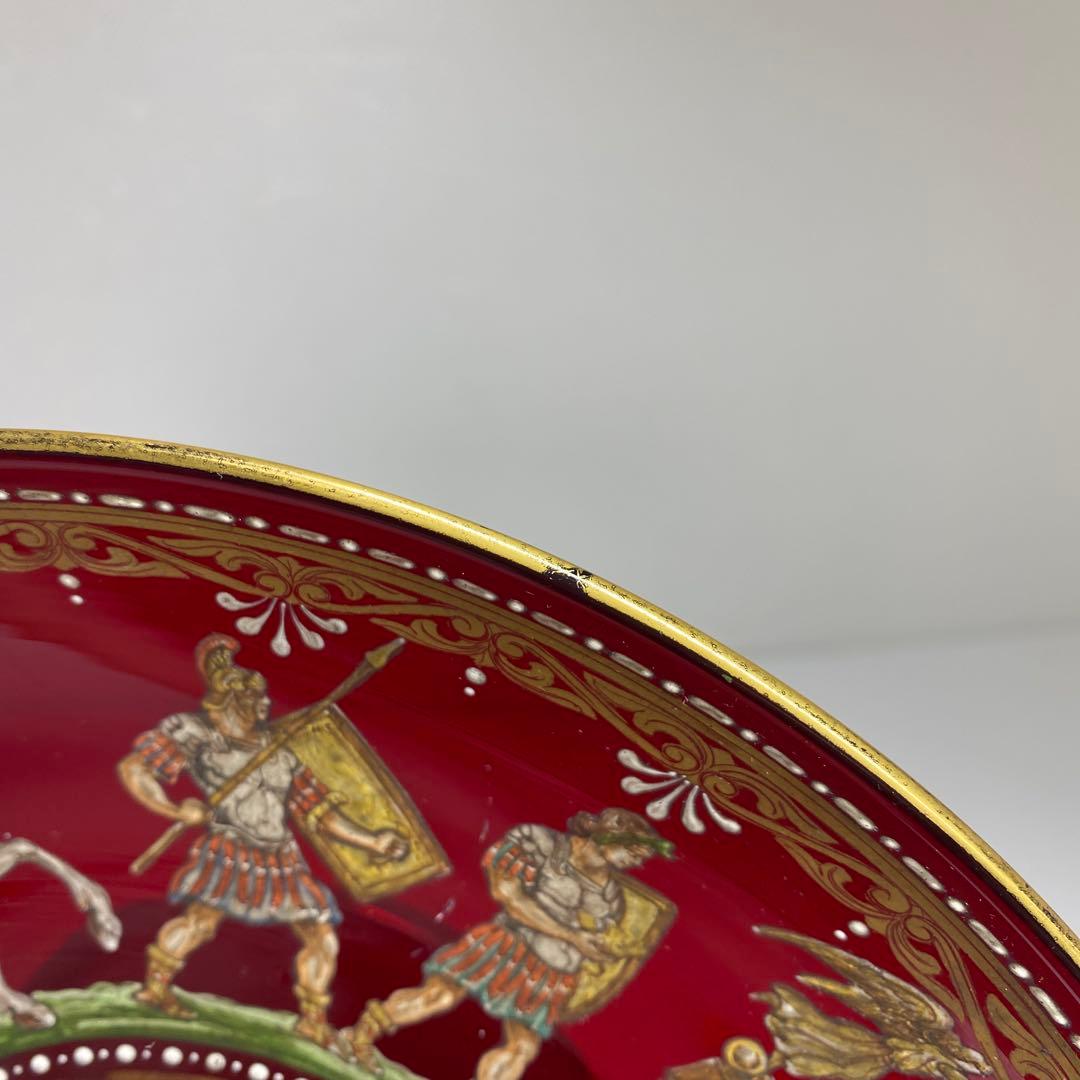 ムラーノ　ベネチアングラス　人物金彩コンポート　直径25.8㎝東な7-0303②