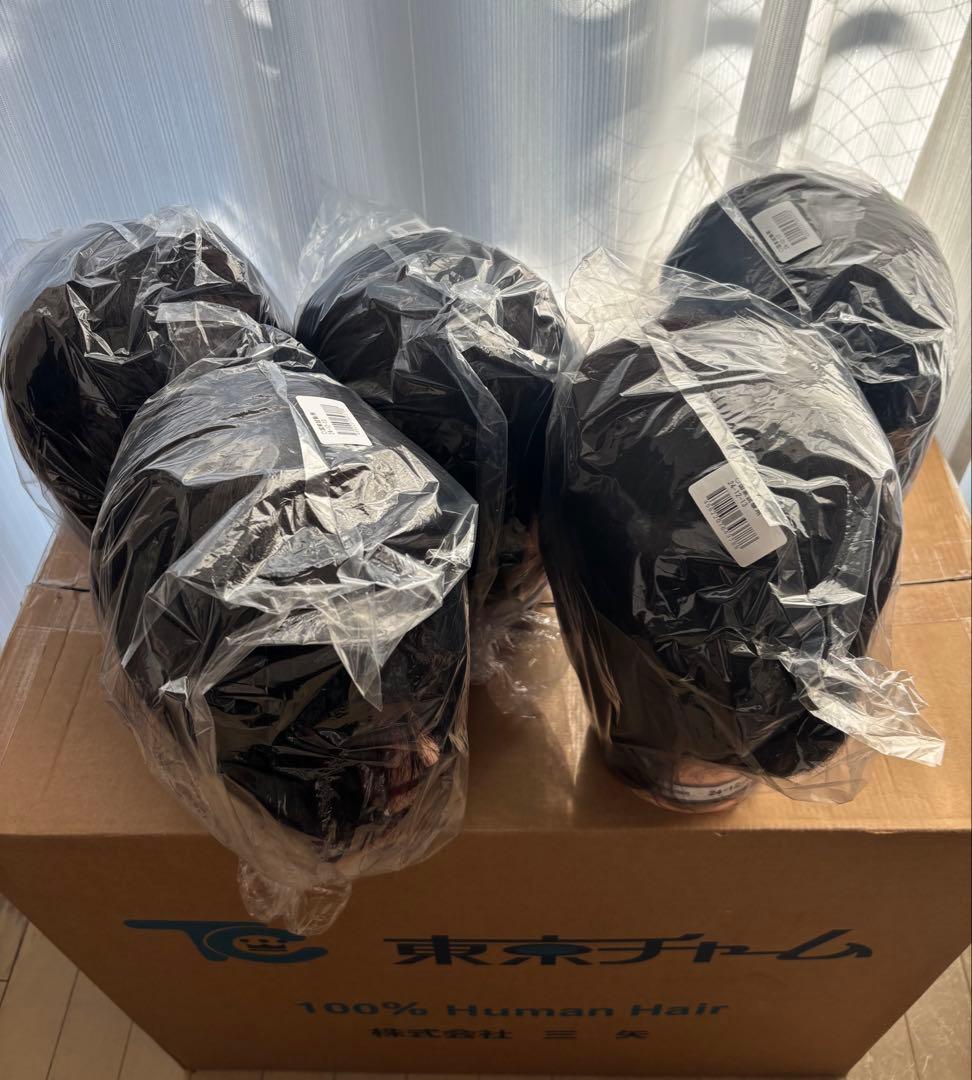 美容師実技試験用　人毛100% ウィッグ 5個セット