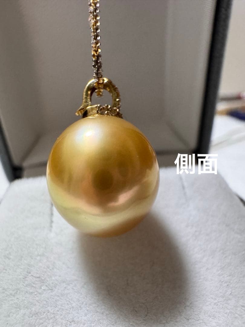新品　てりツヤ茶金級　南洋白蝶ゴールデンパールペンダント