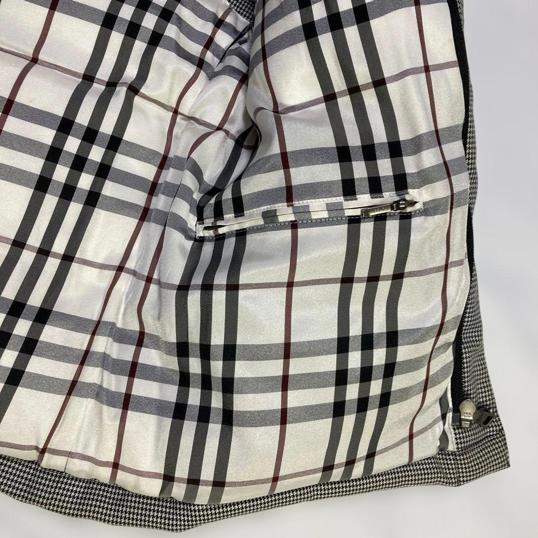 レア★バーバリーブラックレーベル 千鳥 フード リアルファー ダウンベスト L