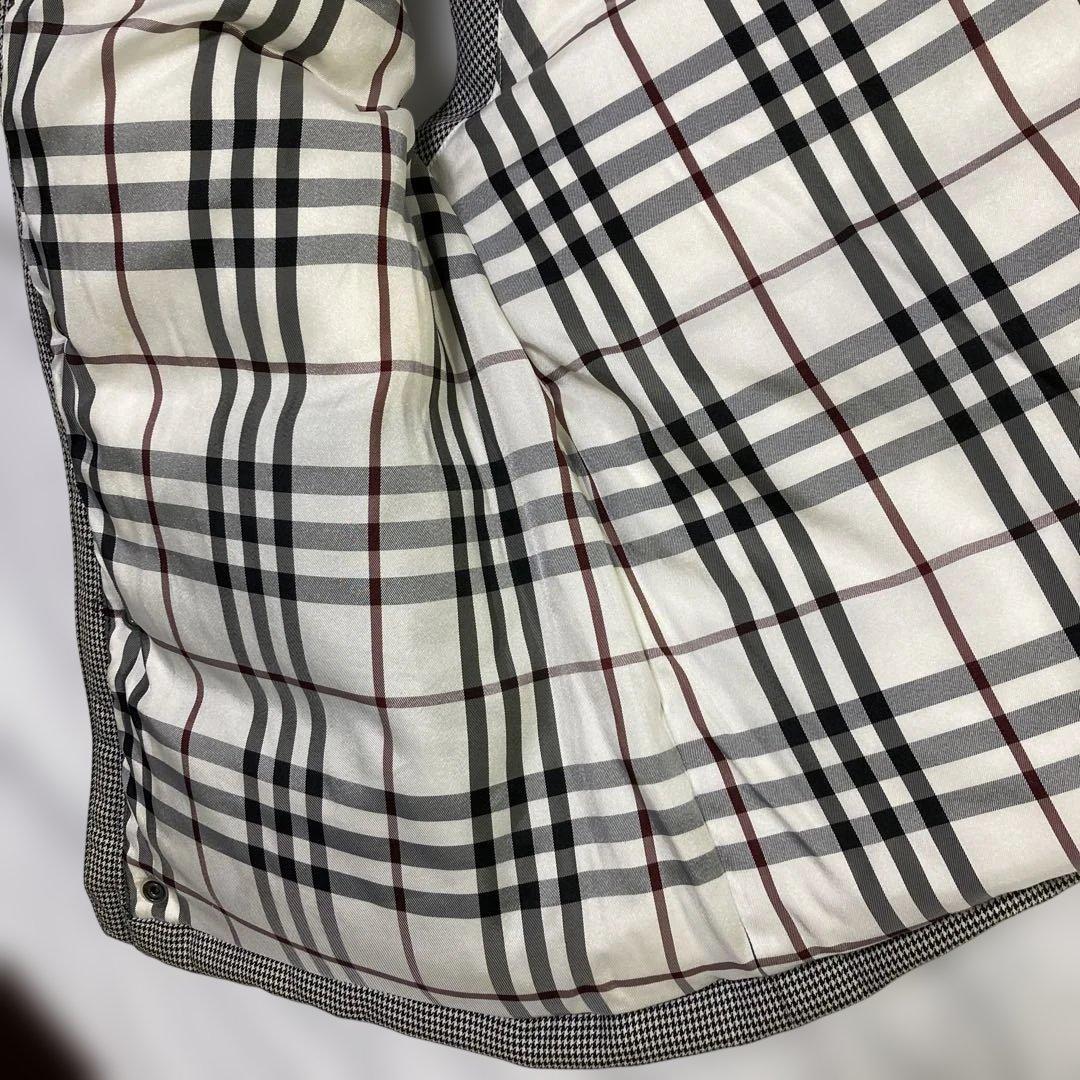 レア★バーバリーブラックレーベル 千鳥 フード リアルファー ダウンベスト L