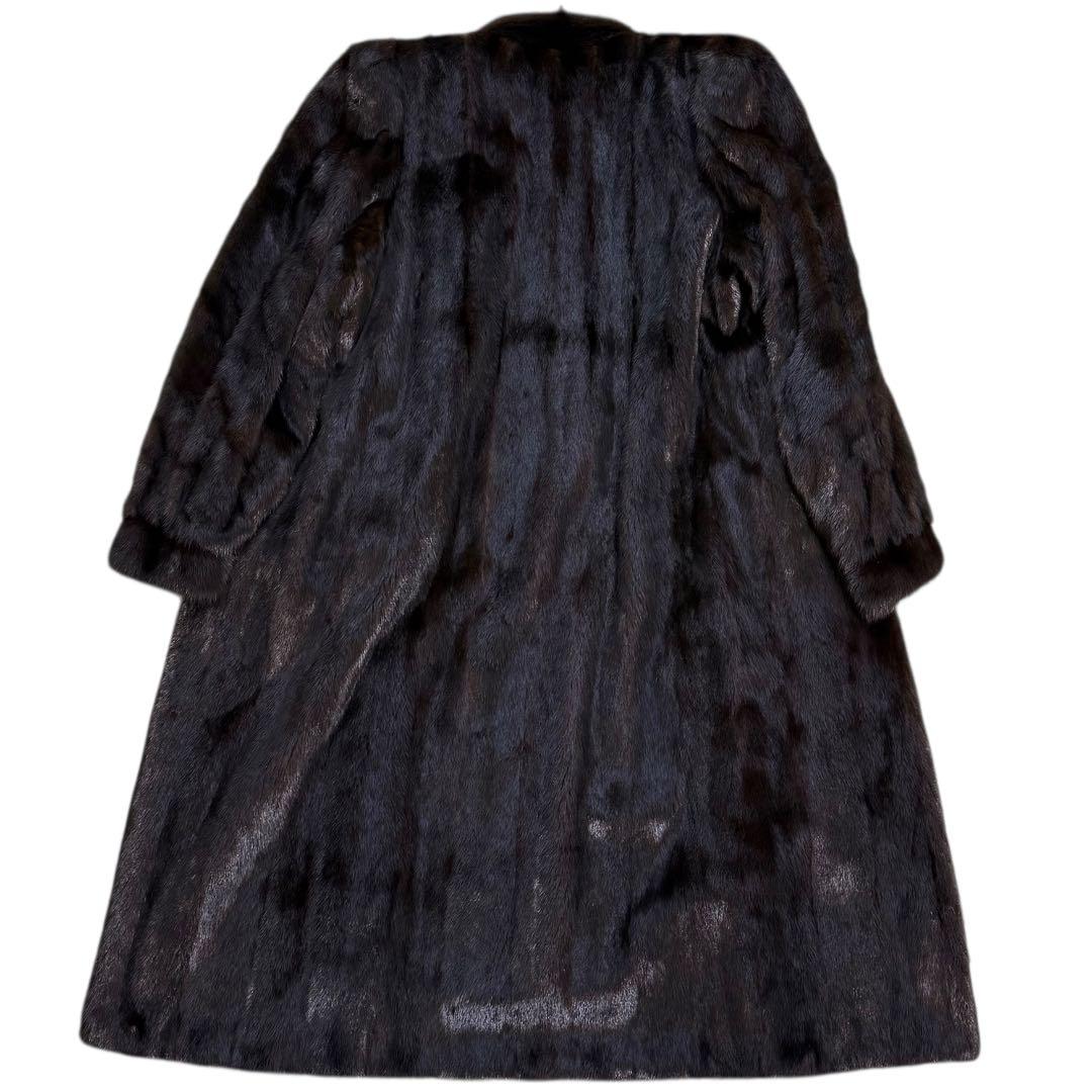 【新品】BLACK GRAMA ミンク ファーコート 毛皮 光沢 艶 着丈112