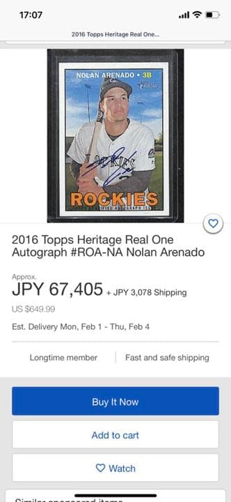 MLB アレナド Topps Heritage Real One Auto