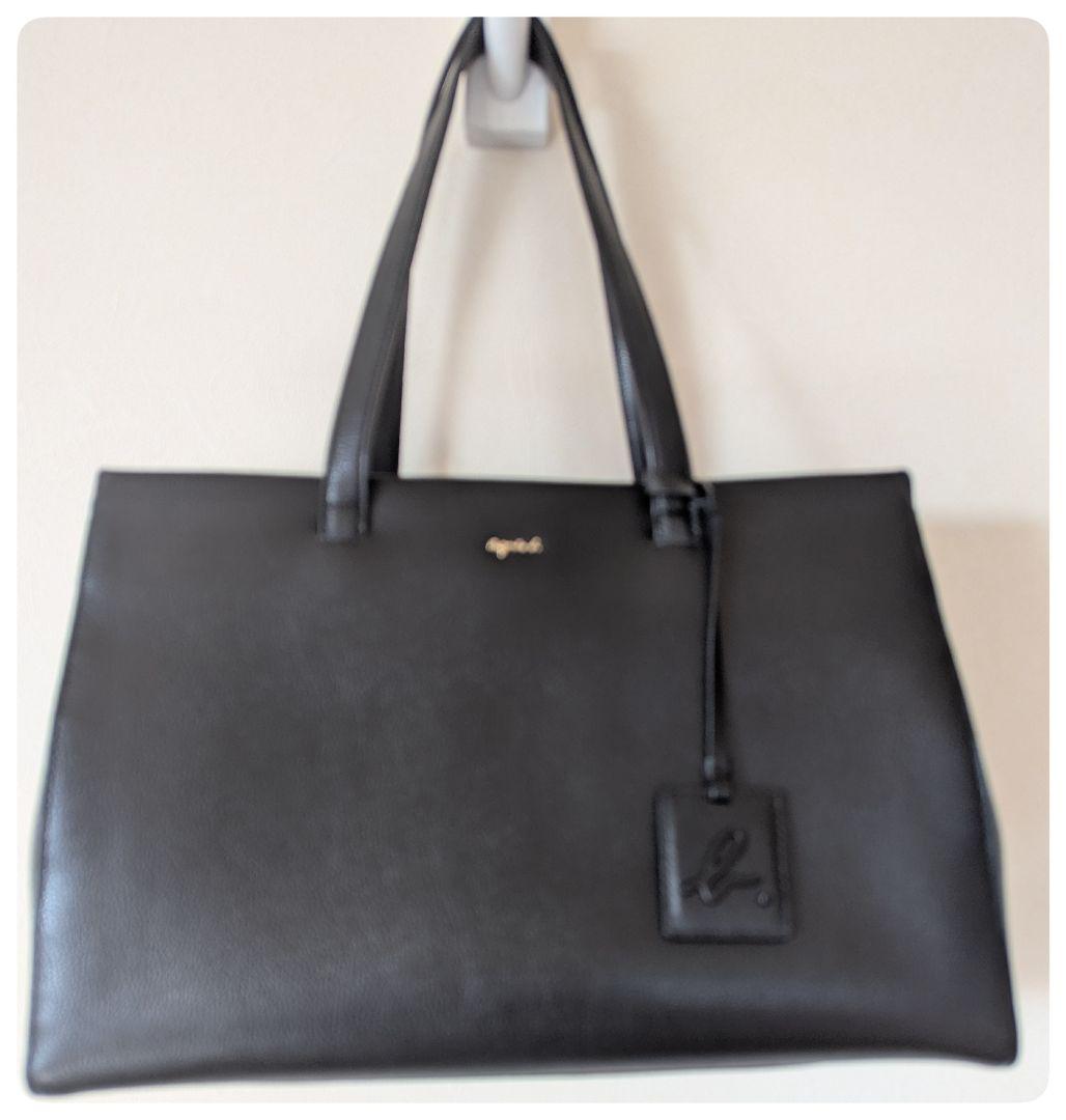 【美品】agnes b.アニエスベーボヤージュ　ブラックレザートートバッグ