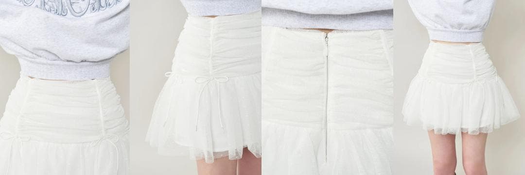 ダーリッチ darich ドットチュールリボンミニスカート ブラック BLK S