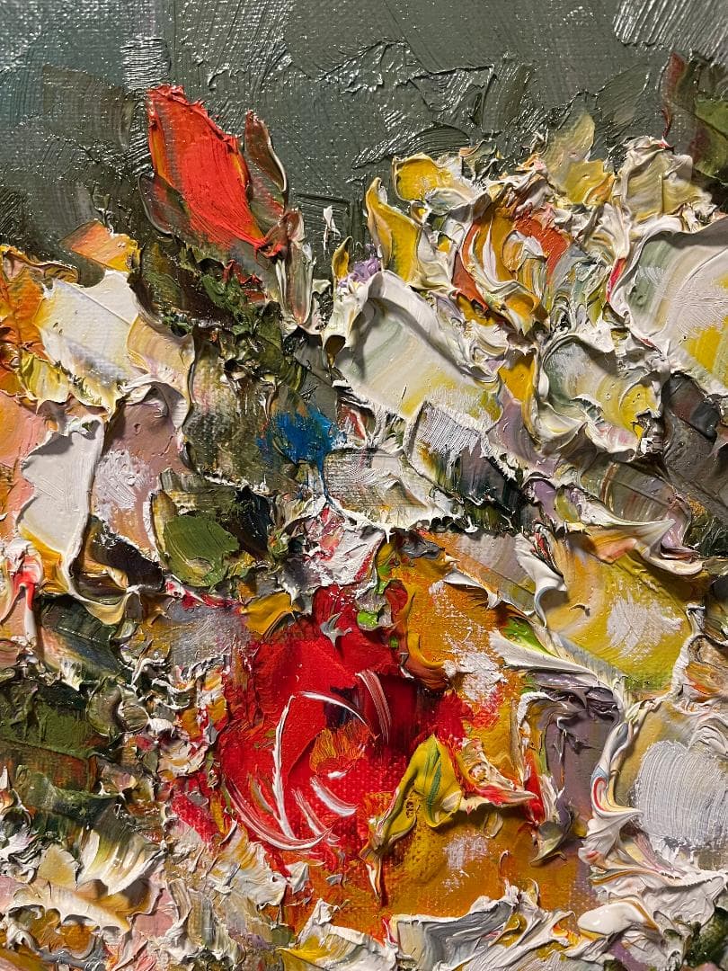 「真作」渡部ひでき「薔薇」静物画　油彩画　額装　サイン有り　F6号